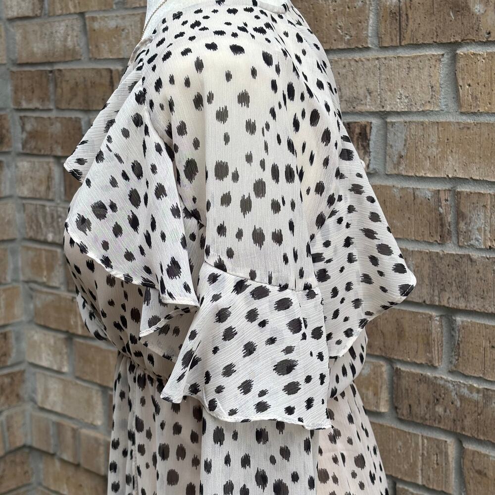 Living Doll Dalmatian Print Ruffle Sleeve Midi Dress Womens Flowy Boho Sz M - Picture 5 of 14